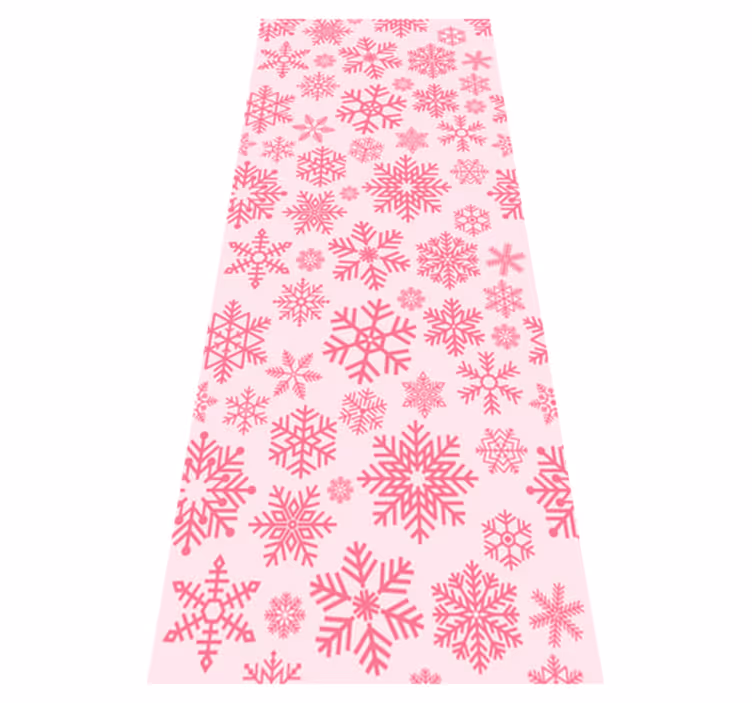 Vinylmatta jul med rosa snöflingor design - Tenstickers