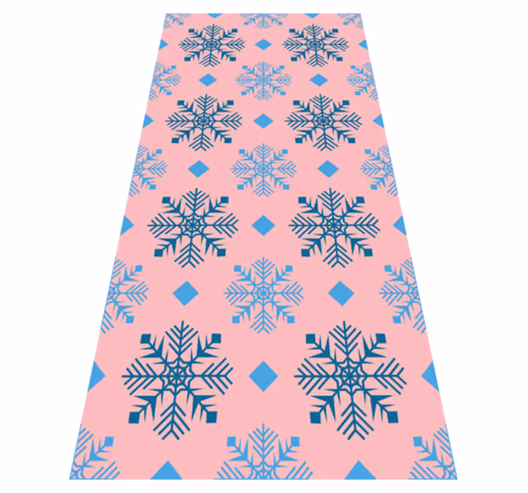 Vinylmatta jul med mönster av rosa och blå snöflingor - Tenstickers