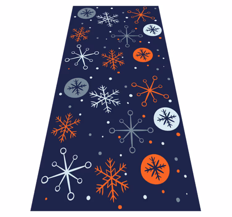 Vinylmatta jul blåa och orange snöflingor - Tenstickers