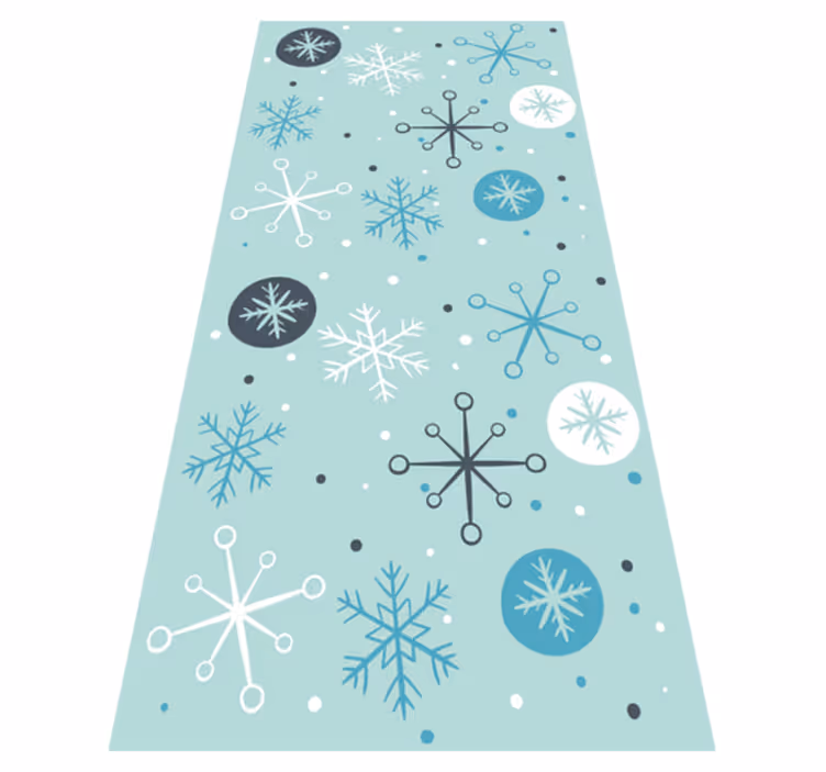 Vinylmatta jul dekorativa blå och vita snöflingor - Tenstickers