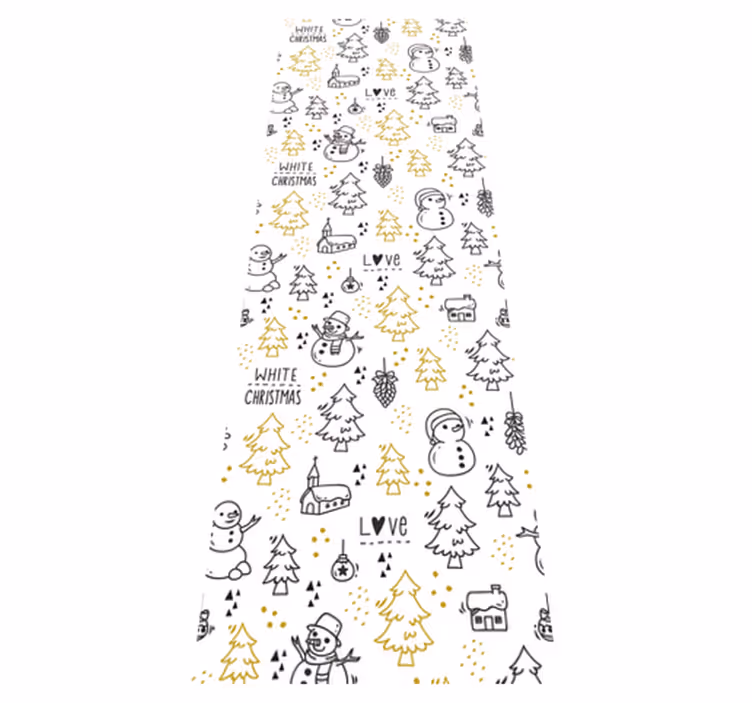 Vinylmatta jul svart och guld jul doodle mönster - Tenstickers