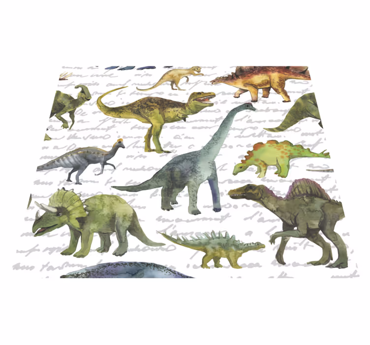Vinylmatta sovrum med realistiska dinosaurer - Tenstickers
