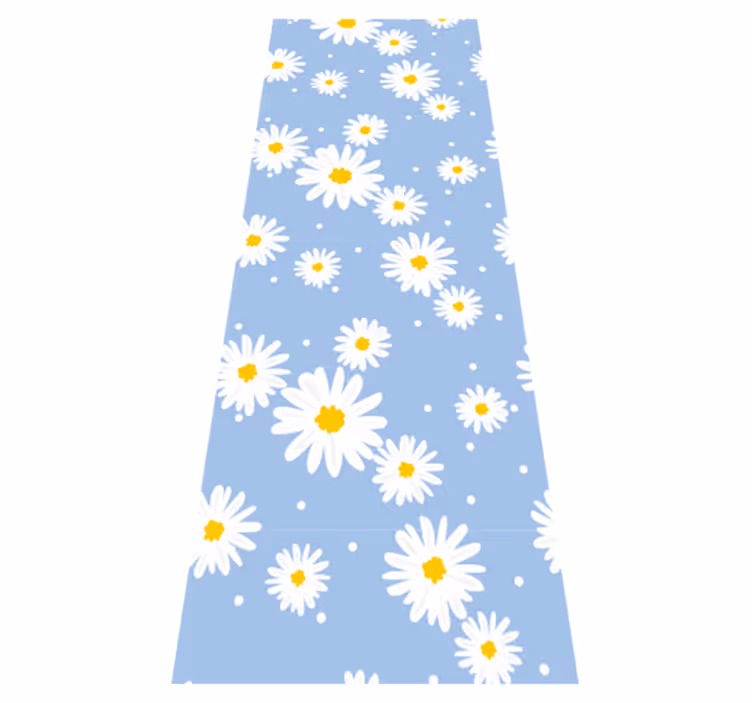 Vinylmatta sovrum vita blommor med blå bakgrund - Tenstickers