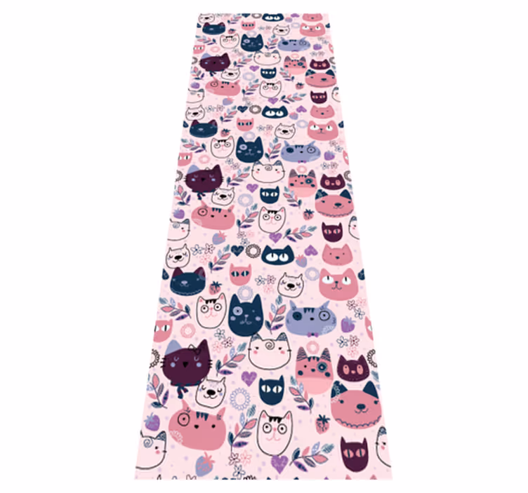 Vinylmatta sovrum rosa kattmönster - Tenstickers