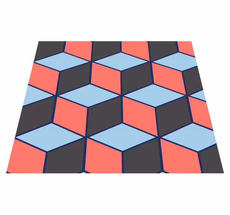 Vinylmatta sovrum geometriska rutor 3d - Tenstickers