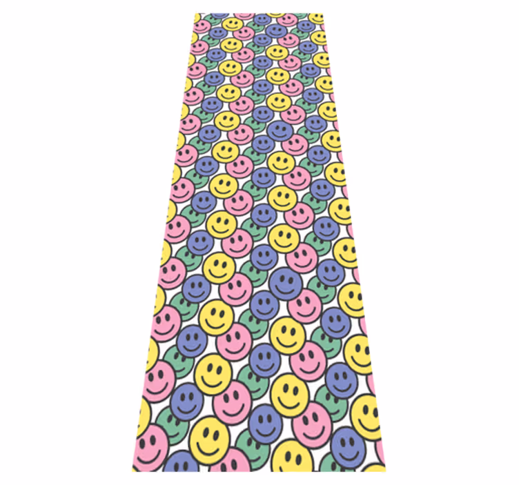 Vinylmatta sovrum färgglada pastell smiley ansikten - Tenstickers