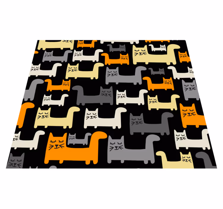 Vinylmatta sovrum färgglada geometriska katter - Tenstickers
