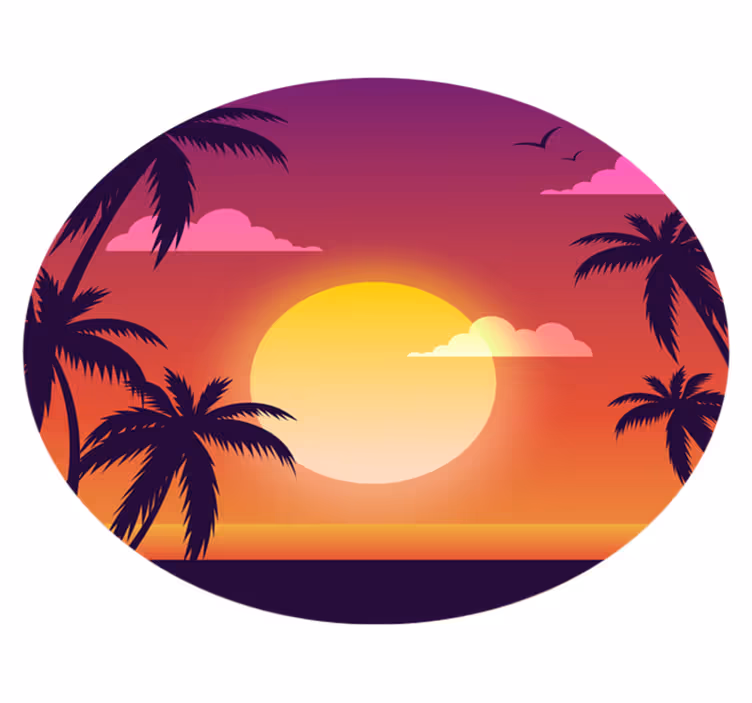 Vinylmatta natur 70-tals solnedgång - Tenstickers