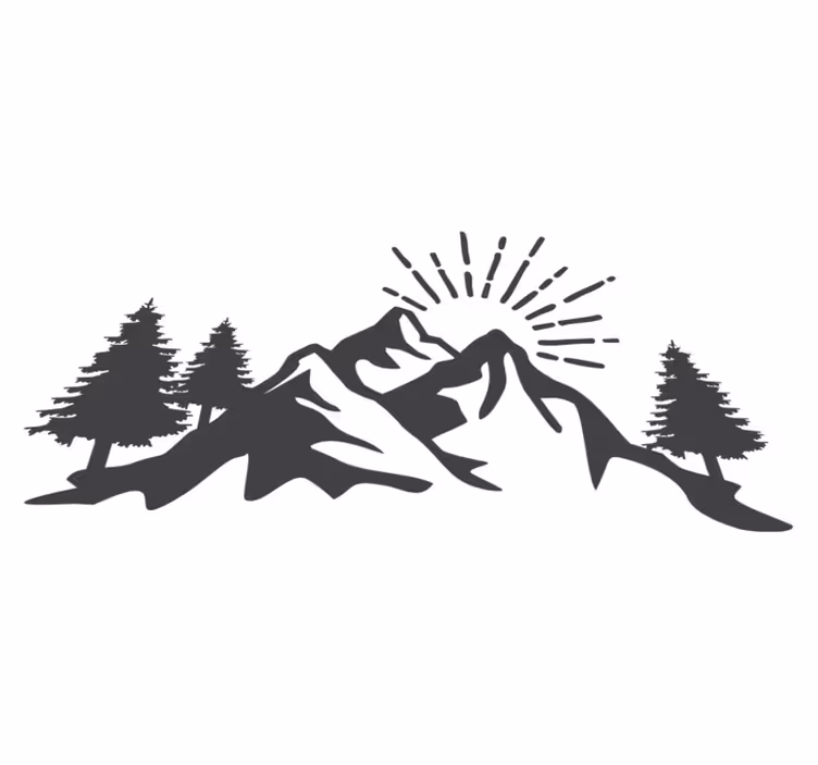 Vinylmatta natur solbergets silhuett - Tenstickers