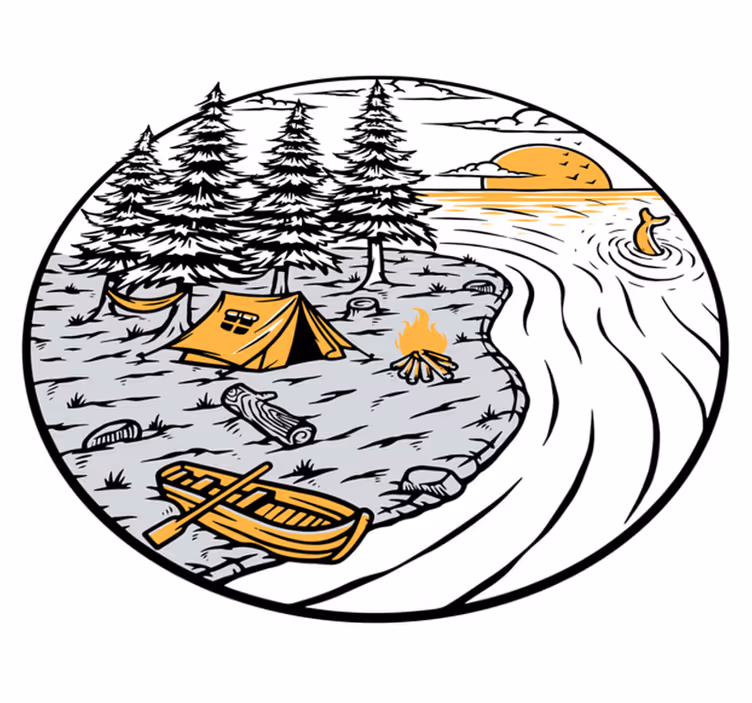 Vinylmatta natur husbil gul landskapsmärke - Tenstickers