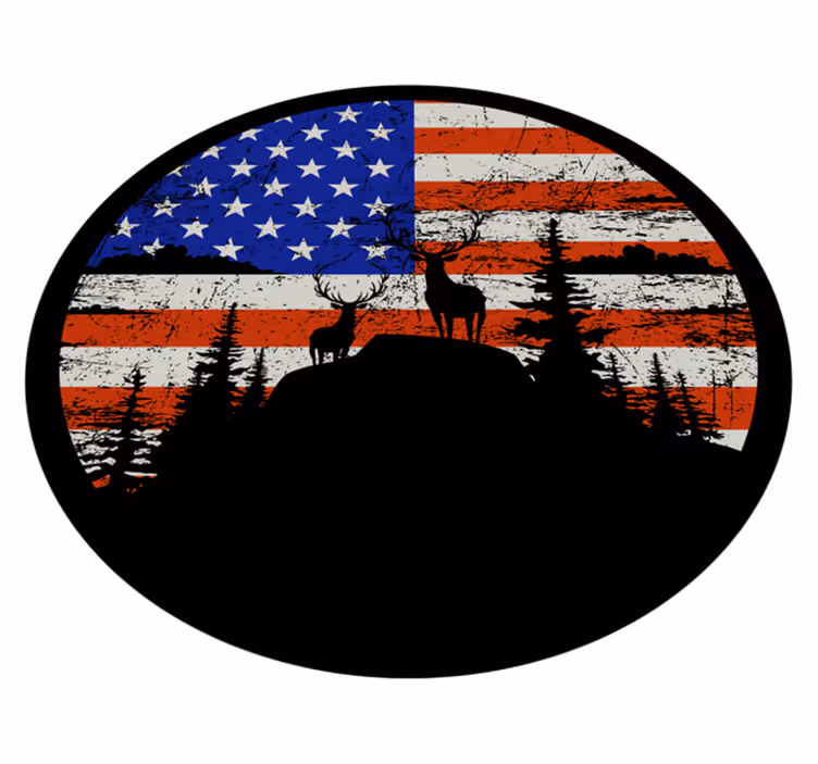 Vinylmatta natur amerikansk flagga bergsilhuett - Tenstickers