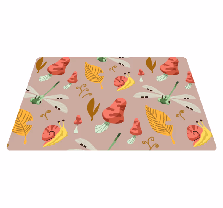 Vinylmatta natur med mönster av höstens fauna och flora - Tenstickers