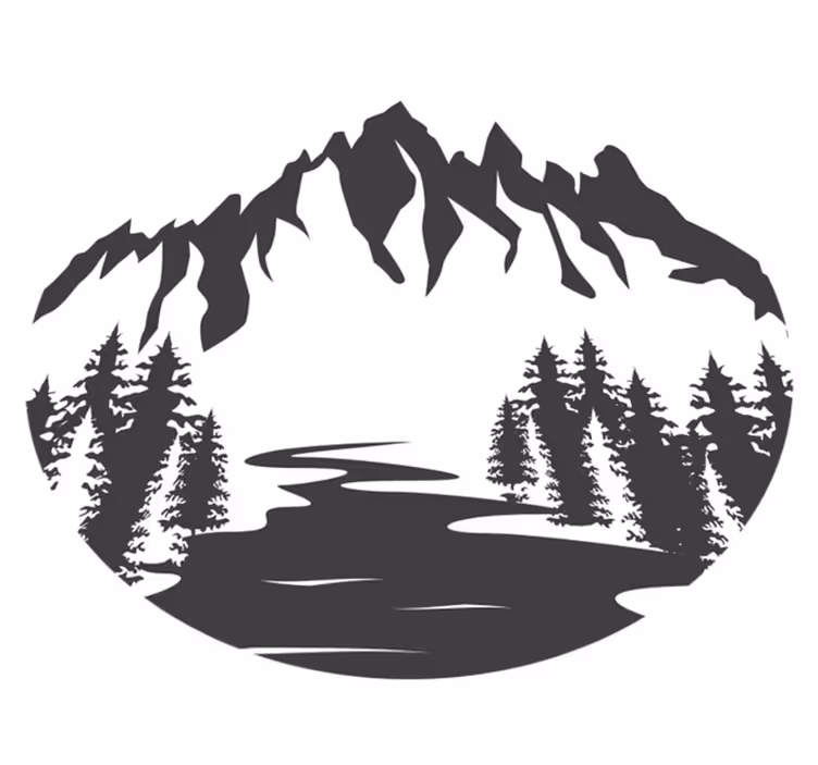 Vinylmatta natur berglandskap silhuett - Tenstickers