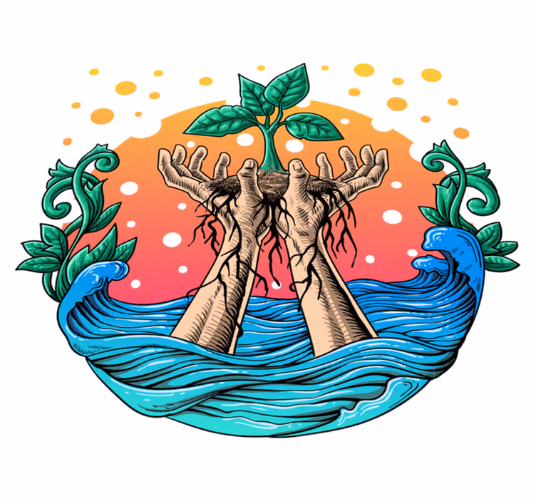 Vinylmatta natur växande händer - Tenstickers
