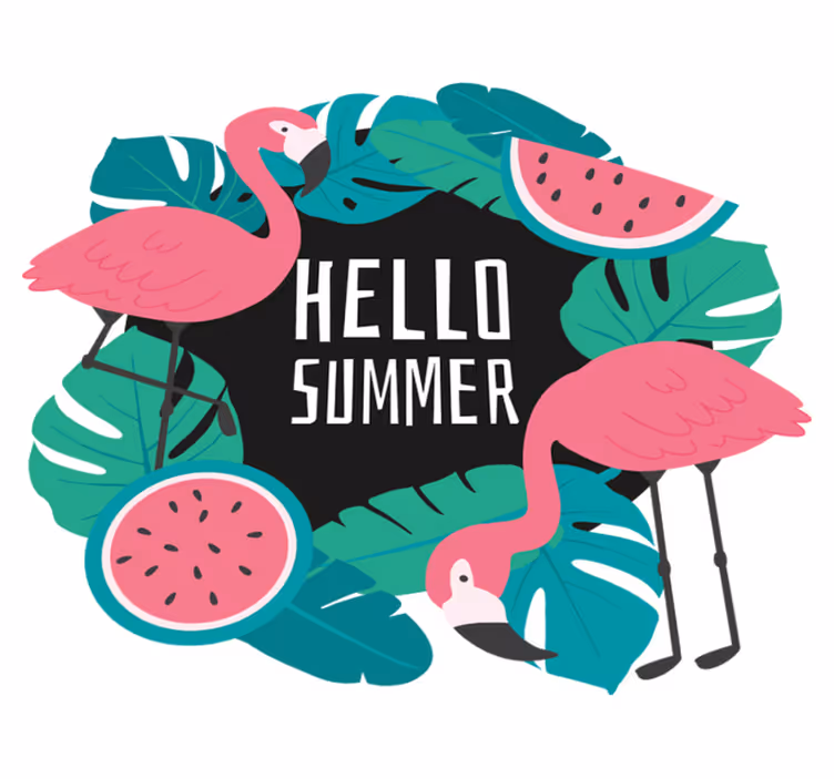 Vinylmatta natur med tropisk flamingodesign - Tenstickers