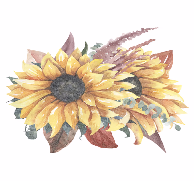 Vinylmatta natur solrosblomsterarrangemang - Tenstickers