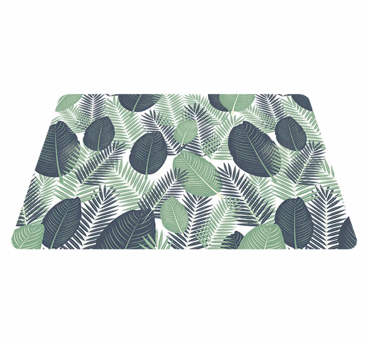 Vinylmatta blommor och växter i djungelgrön vegetation - Tenstickers