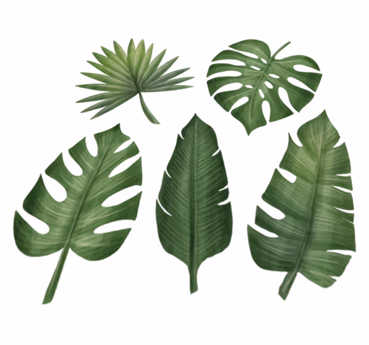 Vinylmatta blommor och växter stora gröna blad - Tenstickers