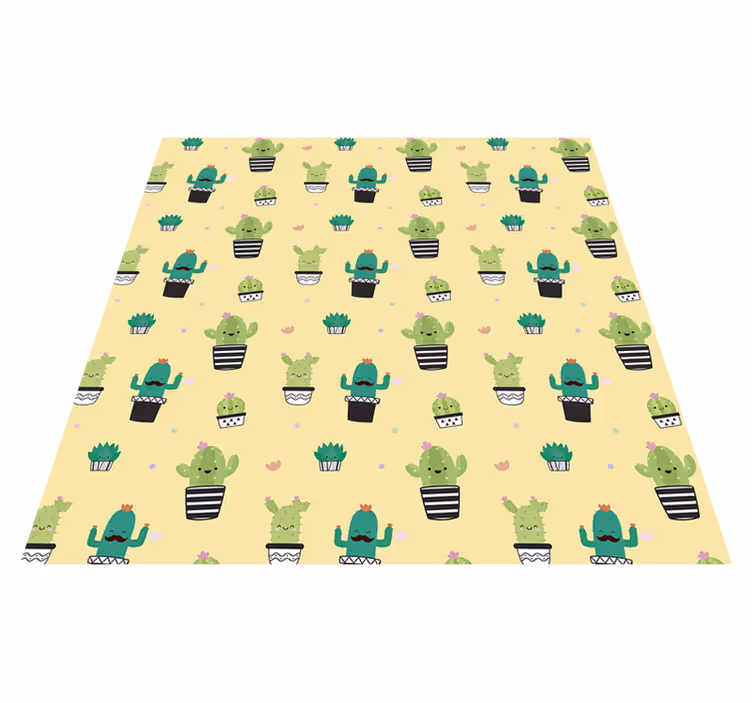 Vinylmatta blommor och växter kaktus mönster - Tenstickers