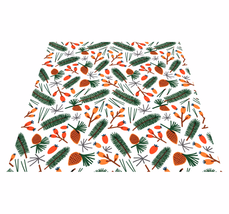 Vinylmatta blommor och växter höstblad mönster - Tenstickers