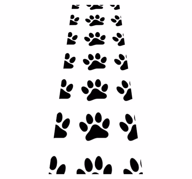 Vinylmatta sovrum svarta hundtassavtryck på vit bakgrund - Tenstickers