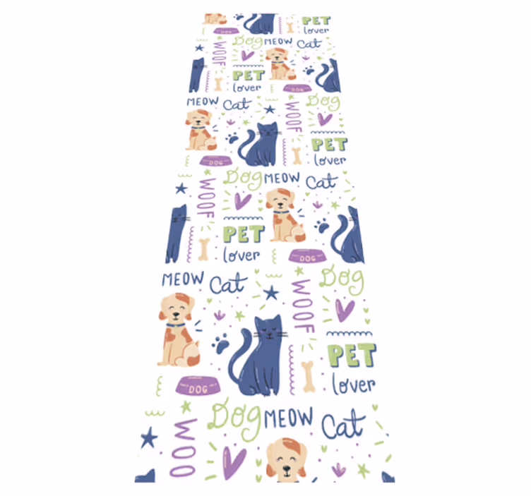 Vinylmatta sovrum fantastisk färgglad doodle med hundar - Tenstickers
