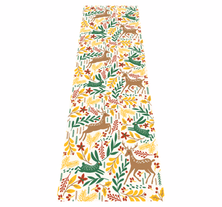 Vinylmatta sovrum grått hjortmönster och gula blommor - Tenstickers