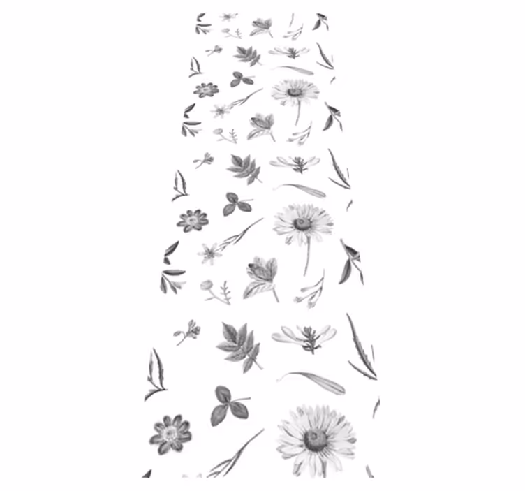 Vinylmatta sovrum grå vårblommor - Tenstickers