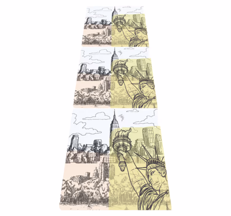 Vinylmatta sovrum vintage gammaldags nyc collage - Tenstickers
