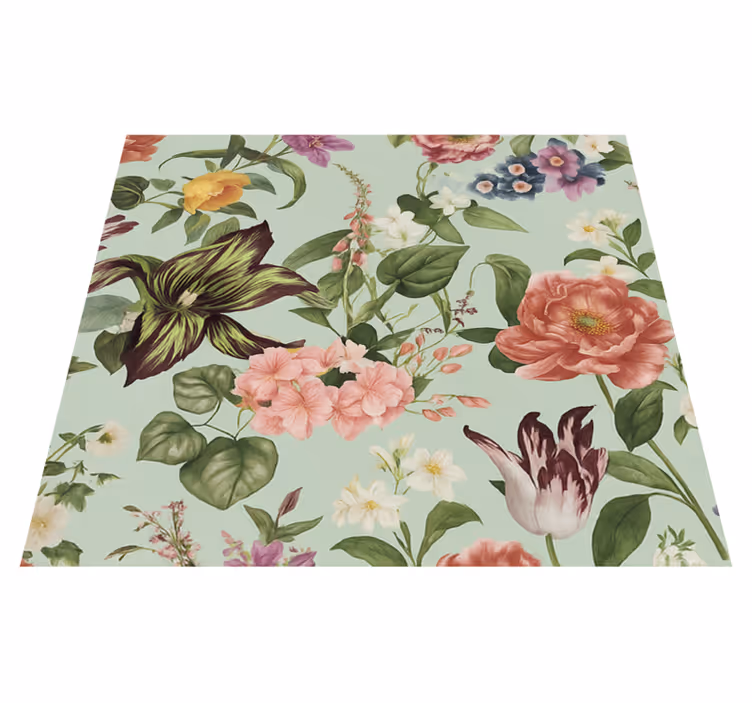 Vinylmatta sovrum färgglad vårblomma - Tenstickers