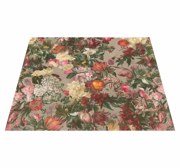 Vinylmatta sovrum vintage blommor - Tenstickers