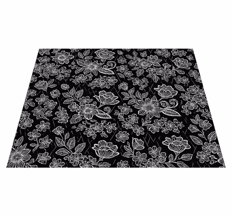 Vinylmatta sovrum mörk blommönster - Tenstickers