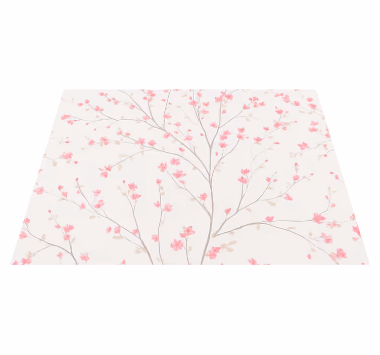 Vinylmatta sovrum träd med små rosa blommor - Tenstickers