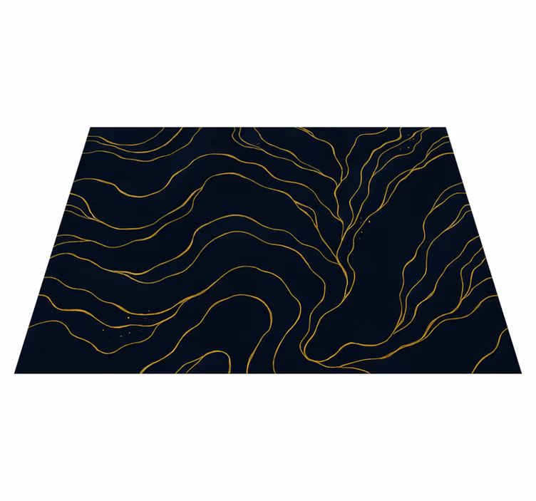 Vinylmatta sovrum mörkblå och guld marmor - Tenstickers