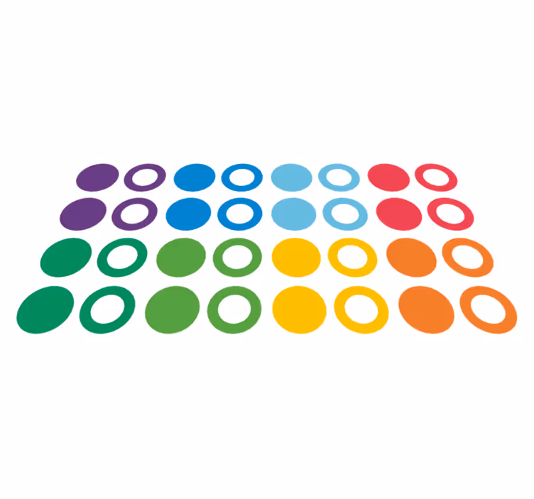 Vinylmatta geometrisk regnbågens färger cirklar - Tenstickers