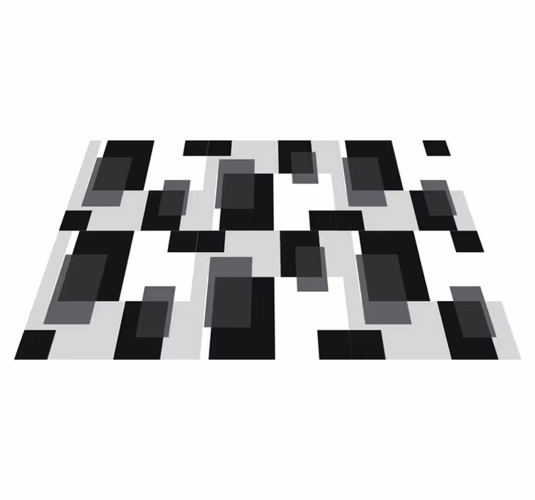 Vinylmatta geometrisk i svart och vita färgblock - Tenstickers