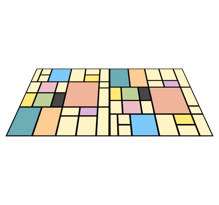 Vinylmatta geometrisk patchworkfärger block - Tenstickers