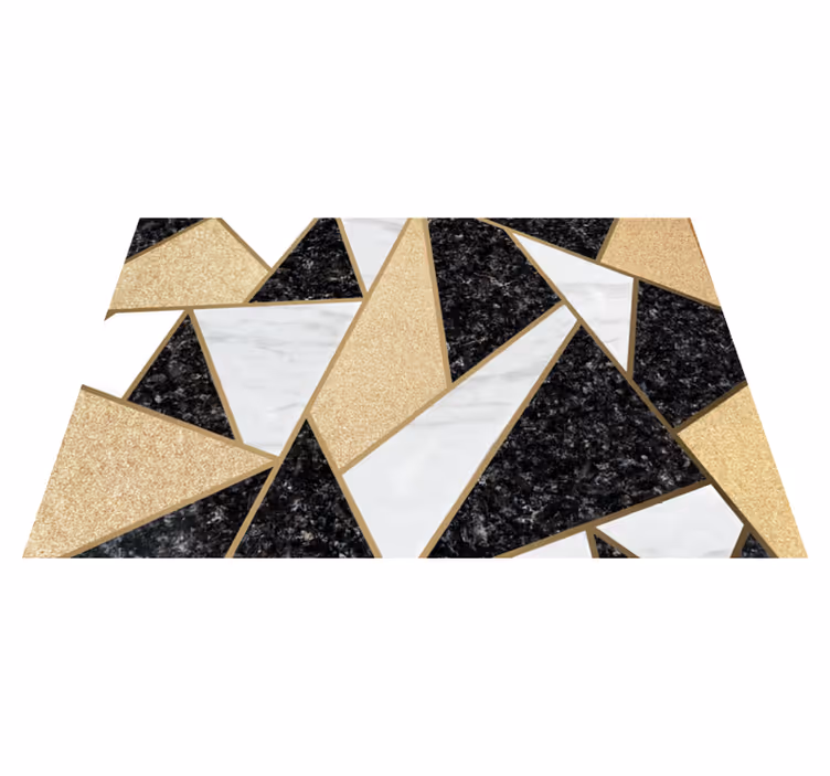Vinylmatta geometrisk marmor svart och vit плитка - Tenstickers