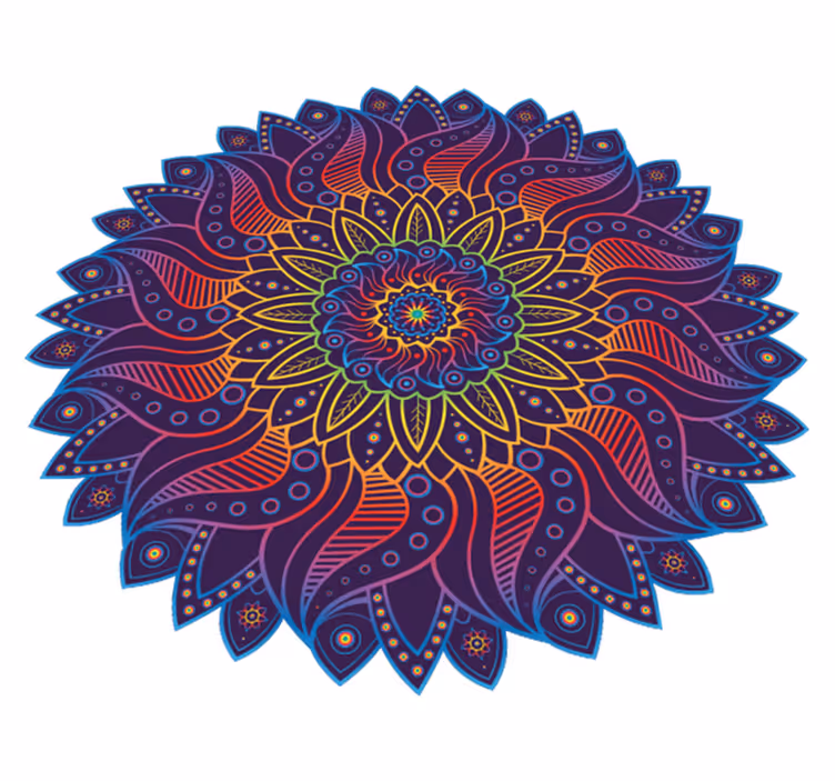 Vinylmatta geometrisk regnbågsmandala - Tenstickers