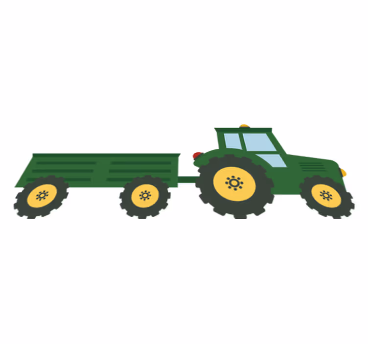 Grön traktor och vagn vinylmatta barn - Tenstickers