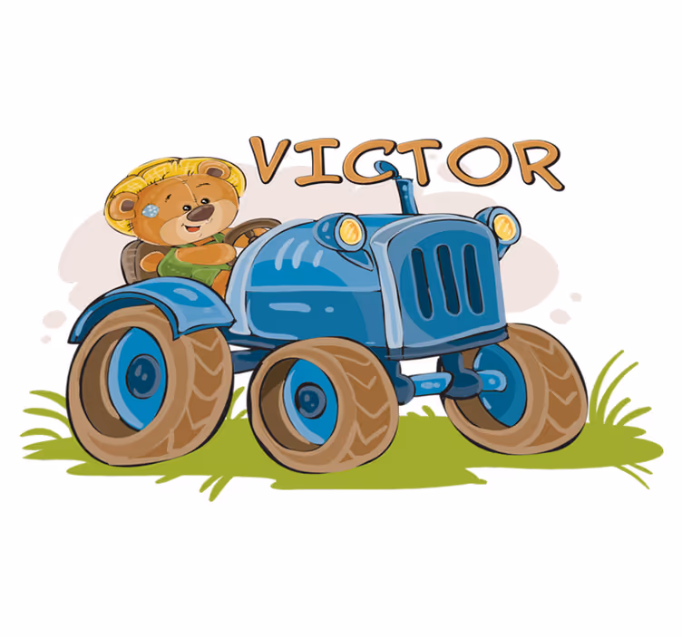 Vinylmatta barn traktor som kan anpassas - Tenstickers