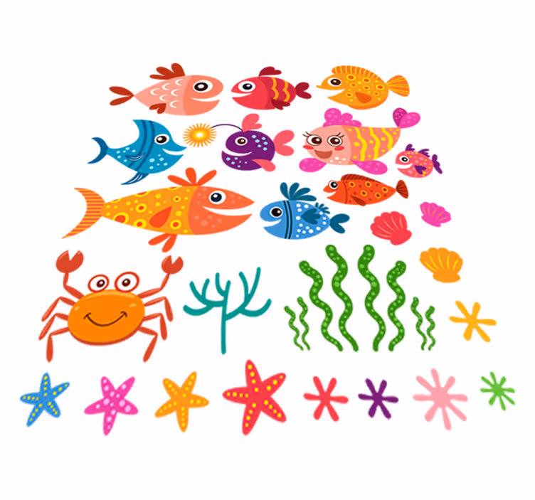 Vinylmatta barn färgglada babyfiskar - Tenstickers