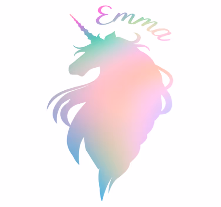 Vinylmatta barn personligt anpassad unicornsiluett - Tenstickers