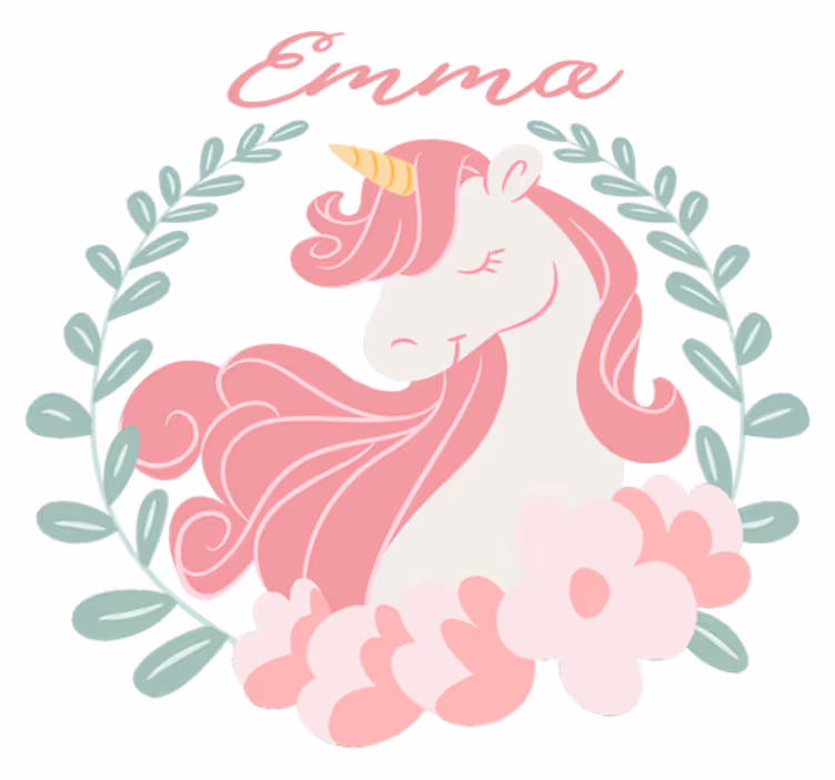 Vinylmatta barn prinsessa enhörning med namn - Tenstickers