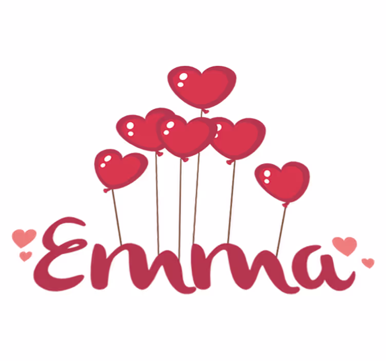 Vinylmatta barn hjärtformade luftballonger med namn - Tenstickers