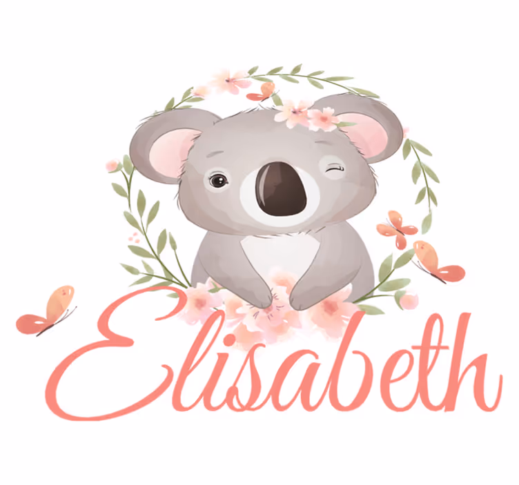 Vinylmatta barn söt koala med namn - Tenstickers