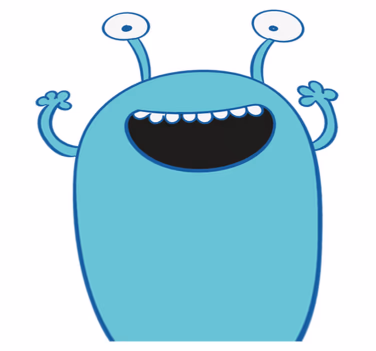 Vinylmatta barn blått monster klistermärke - Tenstickers