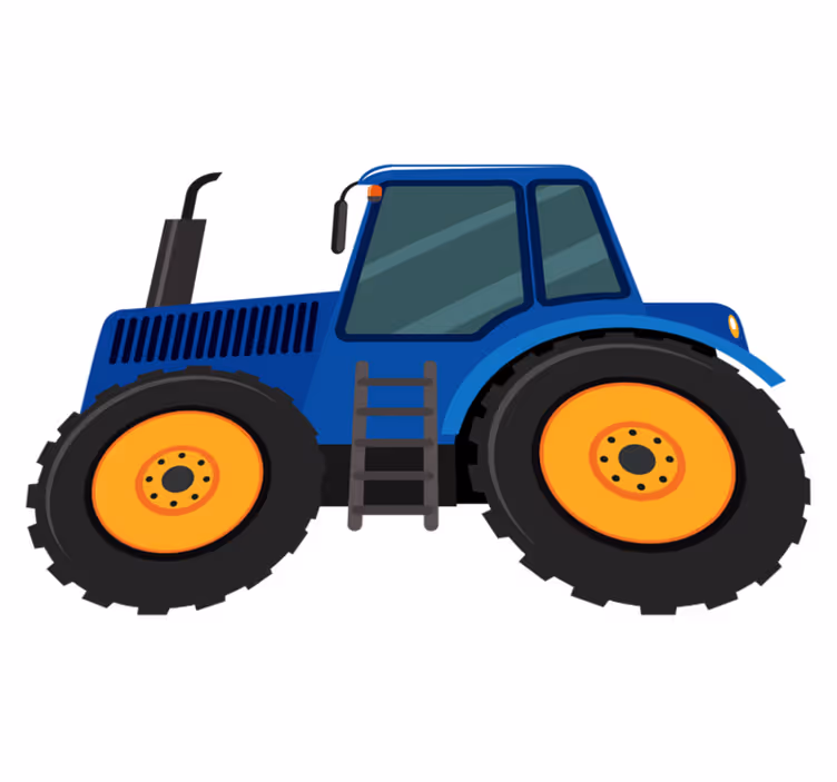 Vinylmatta barn blå traktor - Tenstickers