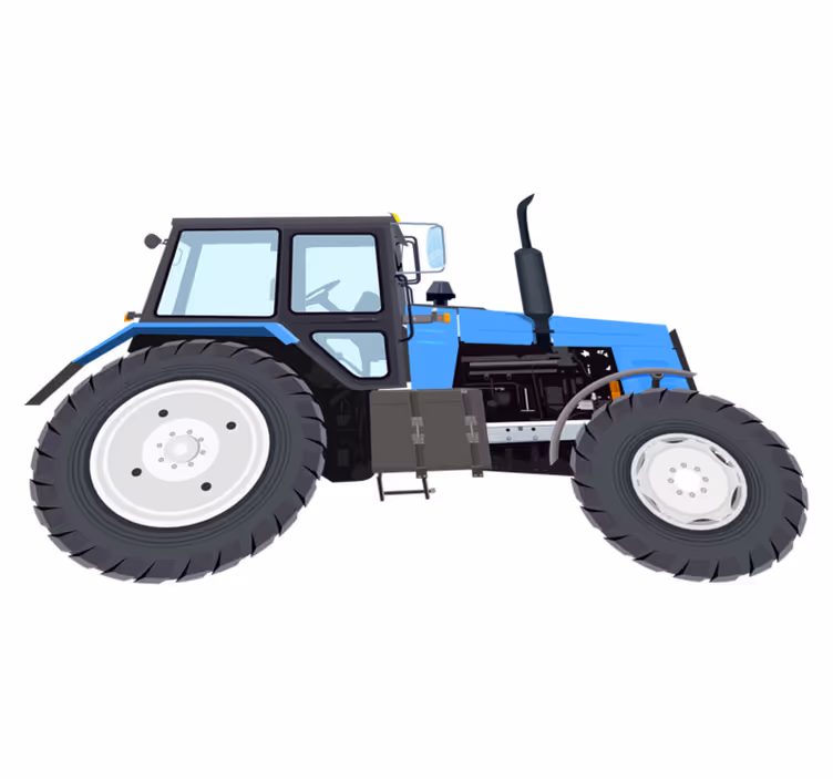 Vinylmatta barn blå modern traktor - Tenstickers