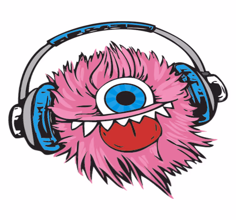 Rosa hårig monster vinylmatta barn - Tenstickers